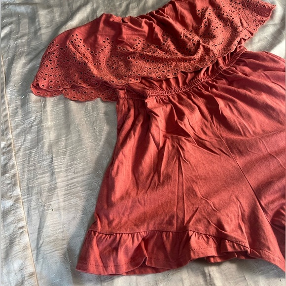 American Eagle Outfitters Coral Off-Shoulder Romper - Picture 4 of 7